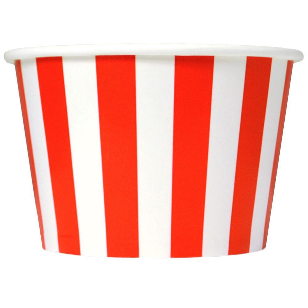 UNIQIFY® 8 oz Red Striped Madness Ice Cream Cups - Frozen Dessert Supplies
