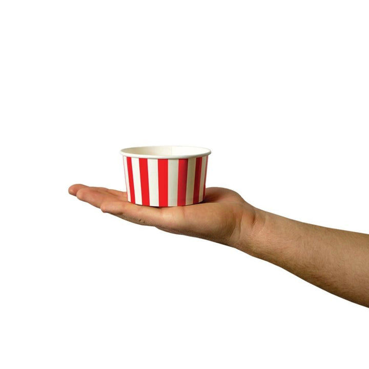 UNIQIFY® 8 oz Red Striped Madness Ice Cream Cups - 08REDSMADCUP