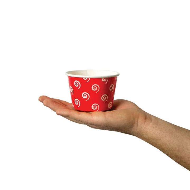 UNIQIFY® 8 oz Red Swirls and Twirls Ice Cream Cups - 08REDSW&TCUP
