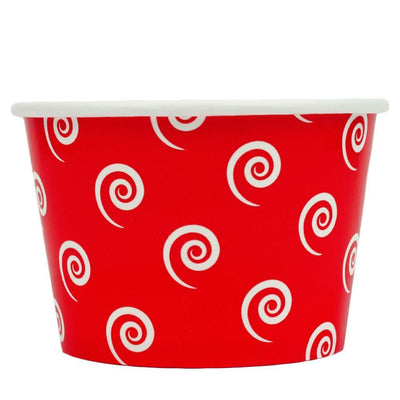 UNIQIFY® 8 oz Red Swirls and Twirls Ice Cream Cups - Frozen Dessert Supplies