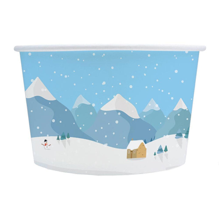 UNIQIFY® 8 oz Winter's Day Ice Cream Cups - Frozen Dessert Supplies WNTRDAY08M