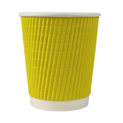 UNIQIFY® 8 oz Yellow Ripple Cold Drink Paper Cup - Frozen Dessert Supplies