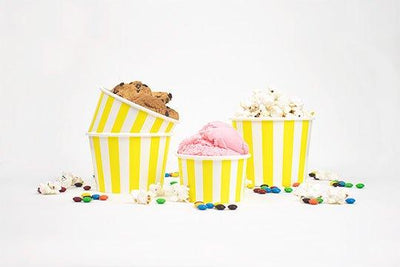 UNIQIFY® 8 oz Yellow Striped Madness Ice Cream Cups - Frozen Dessert Supplies