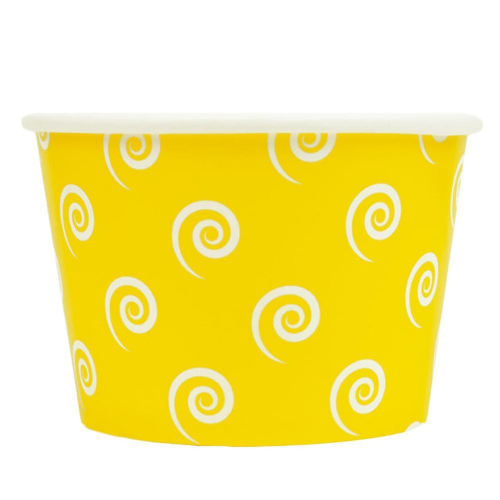 UNIQIFY® 8 oz Yellow Swirls and Twirls Ice Cream Cups - 08YLLWSW&TCUP