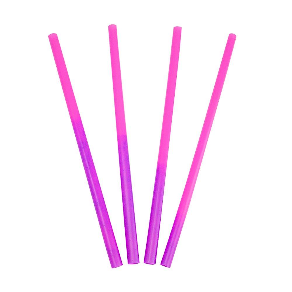 Neon Disposable Plastic Straws for Smoothie Cups Spoon Style 10