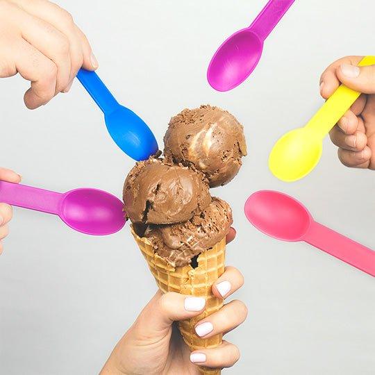 UNIQIFY® Mixed Colors Heavy Duty Ice Cream Spoons - Frozen Dessert Supplies 65022