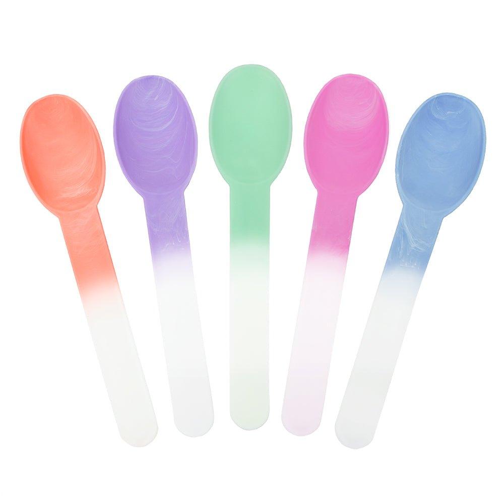 UNIQIFY® Mixed Pastel Color Changing Heavy Duty Spoons - Frozen Dessert Supplies
