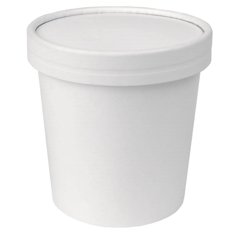 25ct White Pint Frozen Dessert Containers 16 oz