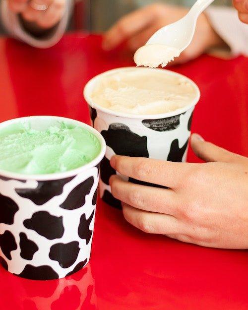 UNIQIFY® Pint 16 oz Premium Cowabunga Ice Cream To Go Containers With Non-Vented Lids - COWTGCV16FDS