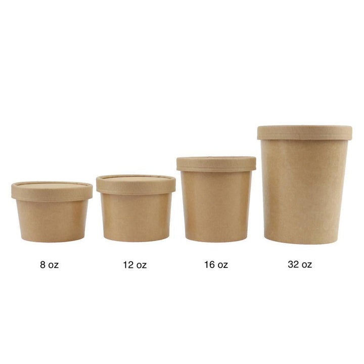UNIQIFY® Quart 32 oz Kraft Ice Cream To Go Containers With Non-Vented Lids - 20088